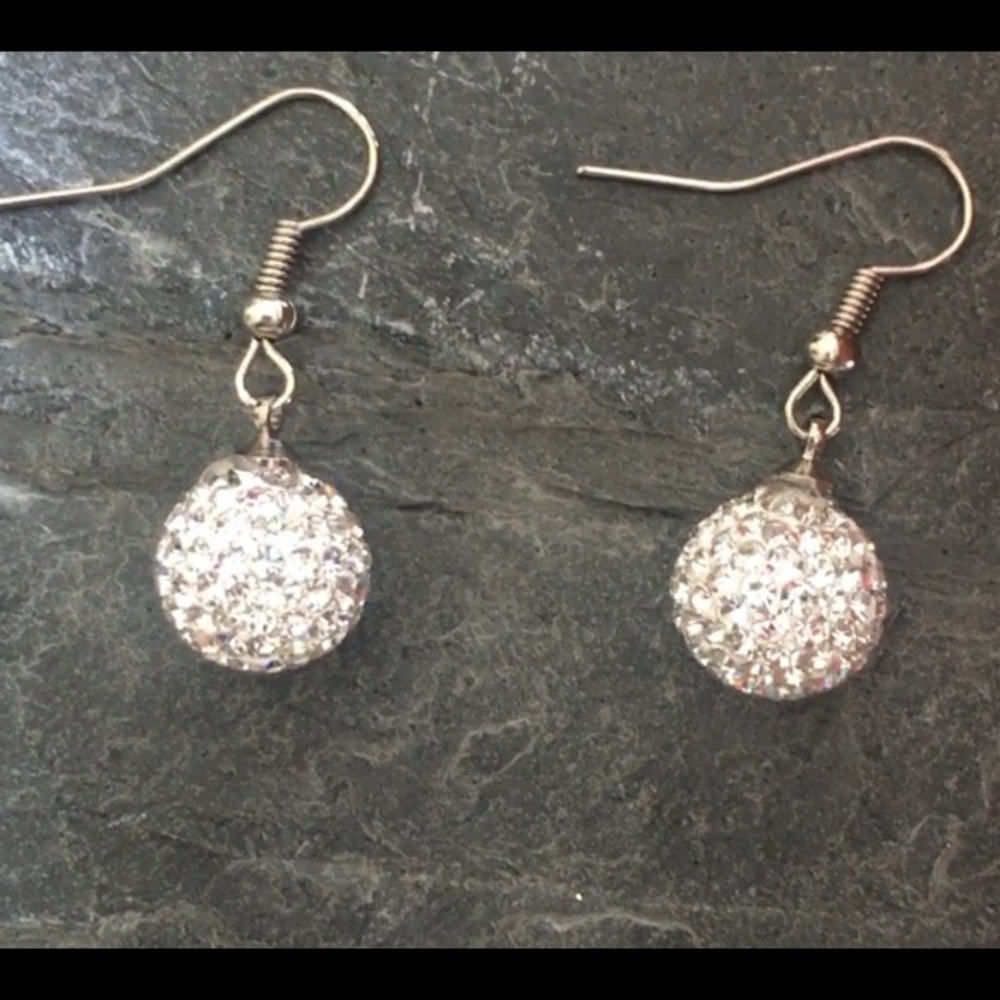 White Crystals in Clay Drop Earrings